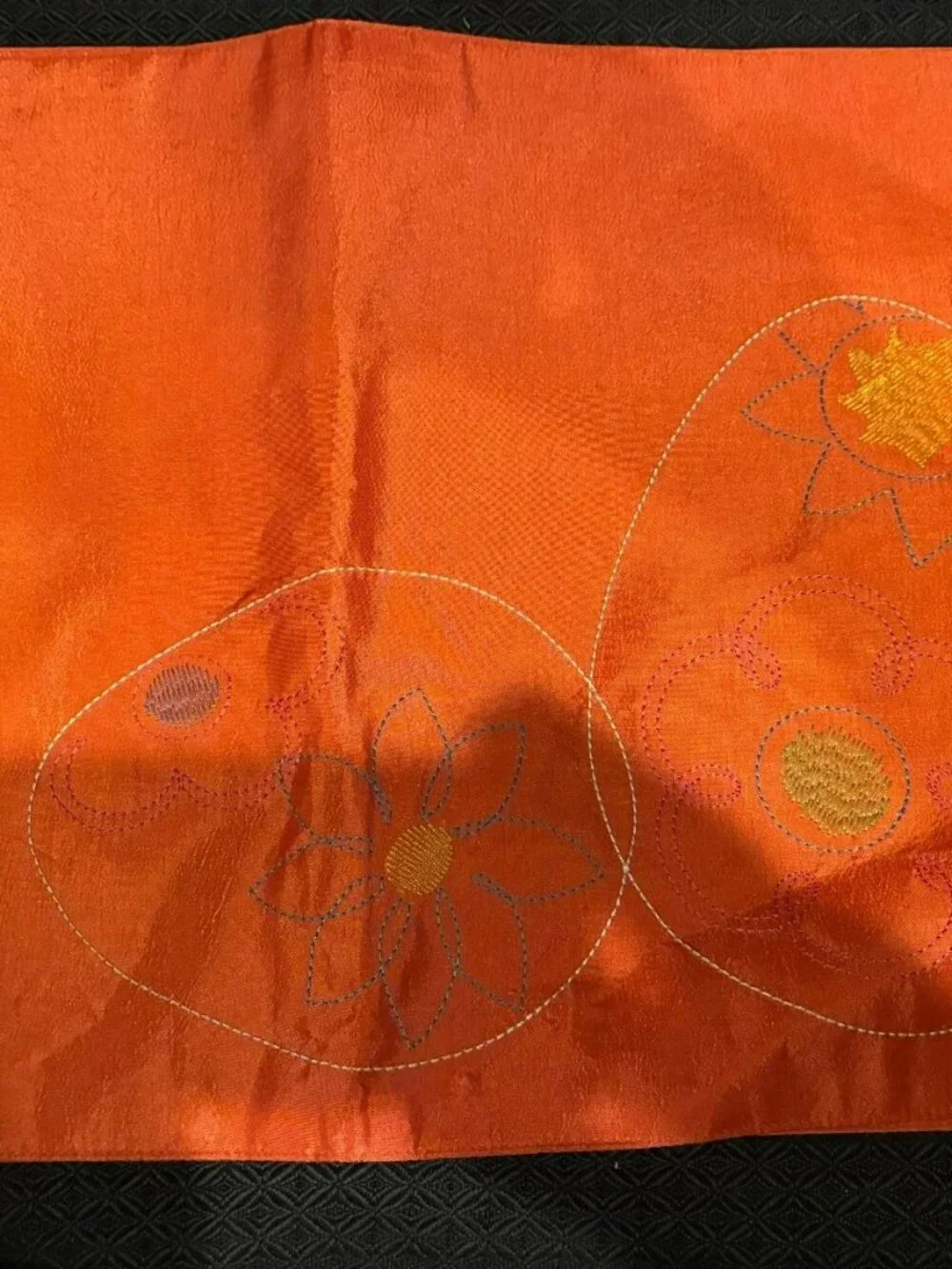 2 Orange placemats with embroidery 13 INCHES BY 18 INCHES brand new NOT handmade
